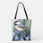 Aquarellblüten und Chickadee Tasche (Rückseite)