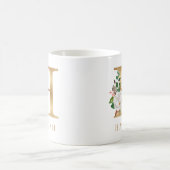 Aquarellblüten und Goldbuchstaben H Monogramm Kaffeetasse (Mittel)