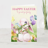 Aquarellblüten und Schmetterlinge Ostern Karte (Vorderseite)