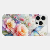 Aquarellblüten und Schmetterlingstanz iPhone Hülle (Rückseite (Horizontal))