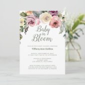 Aquarellblütenbaby in Bloom Baby Dusche Einladung