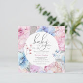 Aquarellblütenbaby in Bloom Baby Dusche Einladung (Stehend Vorderseite)
