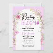 Aquarellblütenbaby in Bloom Lila Baby Dusche Einladung (Vorderseite)