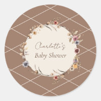 Aquarellblütenbeige Babydusche Umschlag Aufkleber