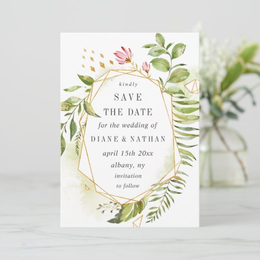 Aquarellblütenblättern Save the Date (Stehend Vorderseite)