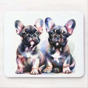 Aquarellblütenblüten, niedliche Welpen Mousepad