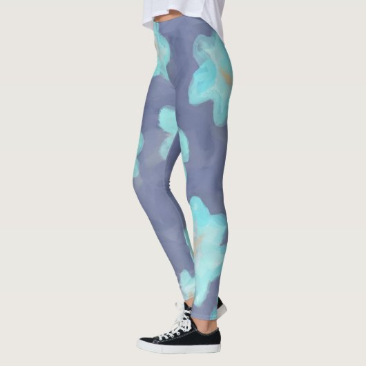 Aquarellblütenblütenblütenblütenblütenblütenblüten Leggings (Links)