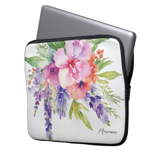 AquarellblütenBouquet Laptopschutzhülle (Vorderseite Links)