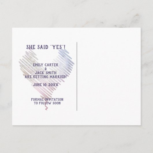 AquarellblütenBouquet Save the Date Ankündigungspostkarte (Rückseite)