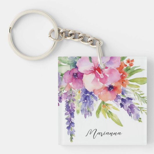 AquarellblütenBouquet Schlüsselanhänger (Vorderseite)