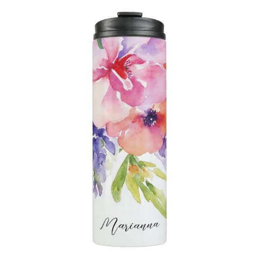 AquarellblütenBouquet Thermosbecher (Vorderseite)