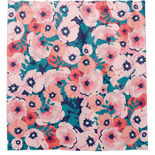 AquarellblütenBouquet: Vintage Peonies. Duschvorhang (Vorderseite)