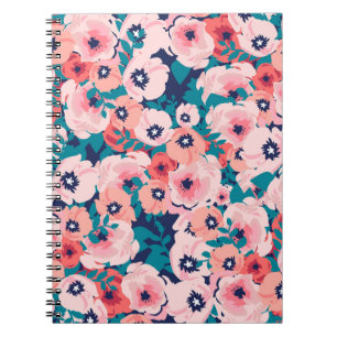 AquarellblütenBouquet: Vintage Peonies. Notizblock