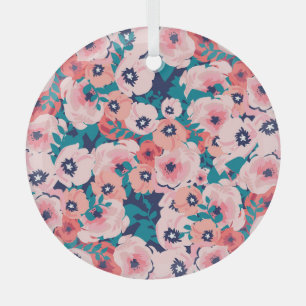 AquarellblütenBouquet: Vintage Peonies. Ornament Aus Glas