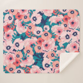 AquarellblütenBouquet: Vintage Peonies. Sherpadecke (Vorderseite (Horizontal))