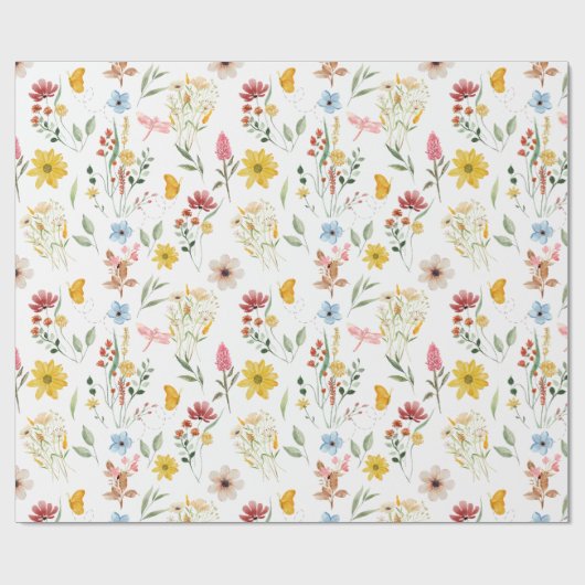 Aquarellblütendarstellung Wilde Blume Geschenkpapier (Flach)