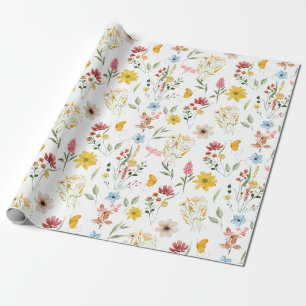 Aquarellblütendarstellung Wilde Blume Geschenkpapier