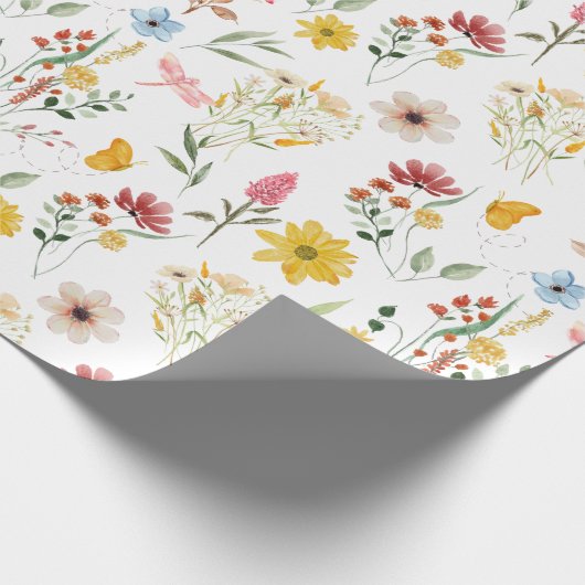 Aquarellblütendarstellung Wilde Blume Geschenkpapier (Ecke)