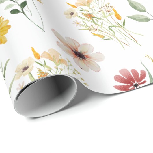 Aquarellblütendarstellung Wilde Blume Geschenkpapier (Rolleneckpunkt)
