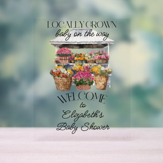 Aquarellblütendusche Acrylschild (Neutral)