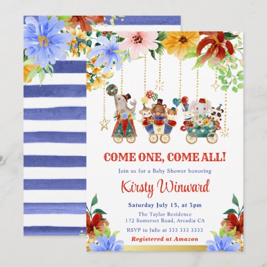 Aquarellblütendusche Einladung (Vorne/Hinten)