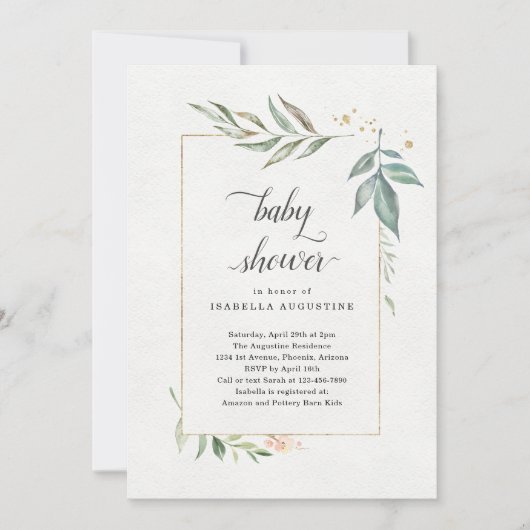 Aquarellblütendusche Einladung (Vorderseite)