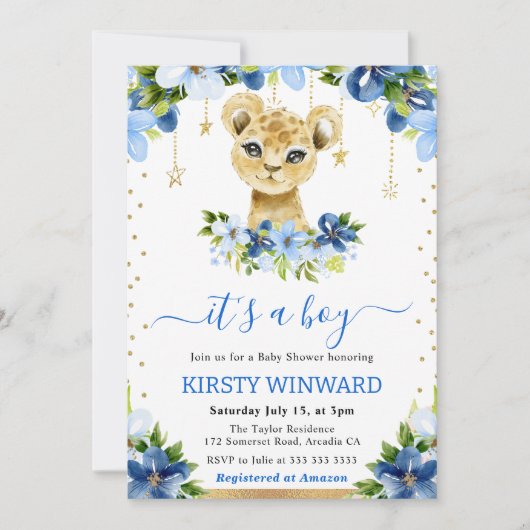 Aquarellblütendusche Einladung (Vorderseite)