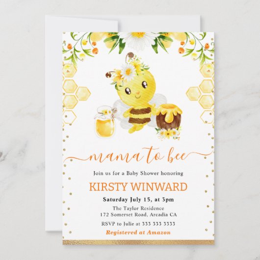 Aquarellblütendusche Einladung (Vorderseite)