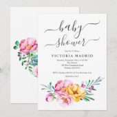 Aquarellblütendusche Einladung (Vorne/Hinten)