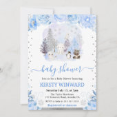 Aquarellblütendusche für Arktis Baby Einladung (Vorderseite)