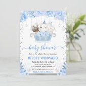 Aquarellblütendusche für Arktis Baby Einladung (Stehend Vorderseite)