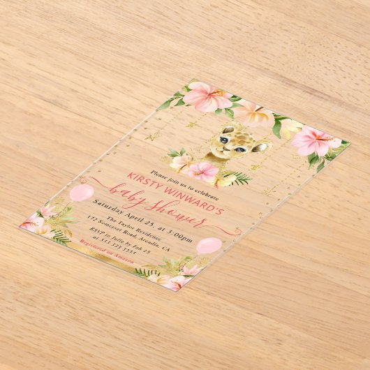 Aquarellblütendusche Lion Cub Babydusche Acryleinladungen (Ablage )