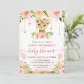 Aquarellblütendusche Lion Cub Babydusche Einladung (Stehend Vorderseite)