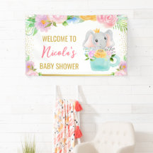 Aquarellblütendusche Niedlich Elephant Baby