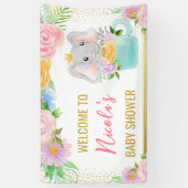Aquarellblütendusche Niedlich Elephant Baby Banner (Vertikal)