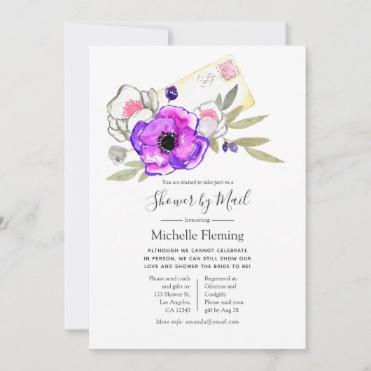 Aquarellblütendusche oder Blütendusche per Mail Einladung (Vorderseite)