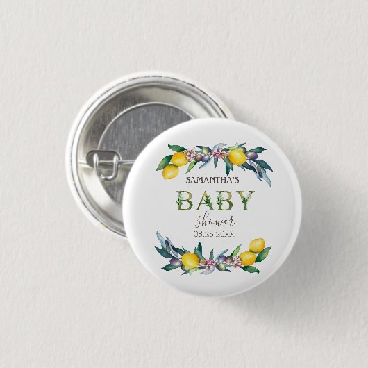 Aquarellblütendusche Olive Baby Button (Vorne & Hinten)