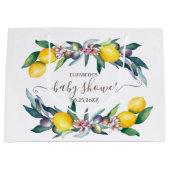 Aquarellblütendusche Olive Baby Große Geschenktüte (Vorderseite)