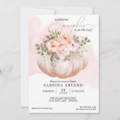 Aquarellblütendusche Peach Pumpkin Baby Dusche Einladung (Vorderseite)