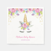 Aquarellblütendusche Unicorn Serviette (Vorderseite)