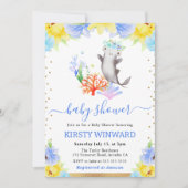 Aquarellblütendusche Unterwasserhaie Einladung (Vorderseite)