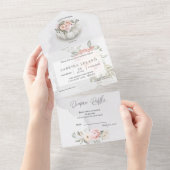 Aquarellblütendusche Weiße Pumpkindusche All In One Einladung (Abreißen)