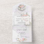 Aquarellblütendusche Weiße Pumpkindusche All In One Einladung (Innen Boden)