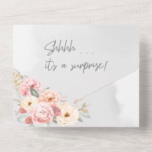 Aquarellblütendusche Weiße Pumpkindusche All In One Einladung (Rückseite)