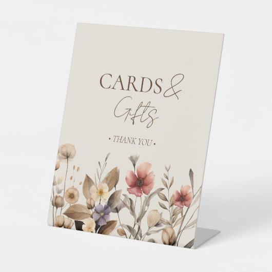 Aquarellblütenduschkarten und Geschenke Sockelschild (Vorderseite)