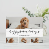 Aquarellblütenfest Feiertage 4 Foto Tierfutter Feiertagskarte (Stehend Vorderseite)