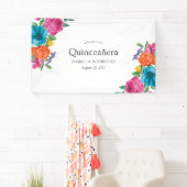 Aquarellblütenfiesta Quinceñera Banner (Insitu)