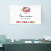 Aquarellblütenfiesta Quinceñera Banner (Messeveranstaltung)