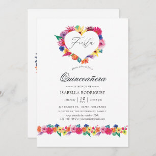 Aquarellblütenfiesta Quinceñera Einladung