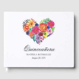 Aquarellblütenfiesta Quinceñera Gästebuch